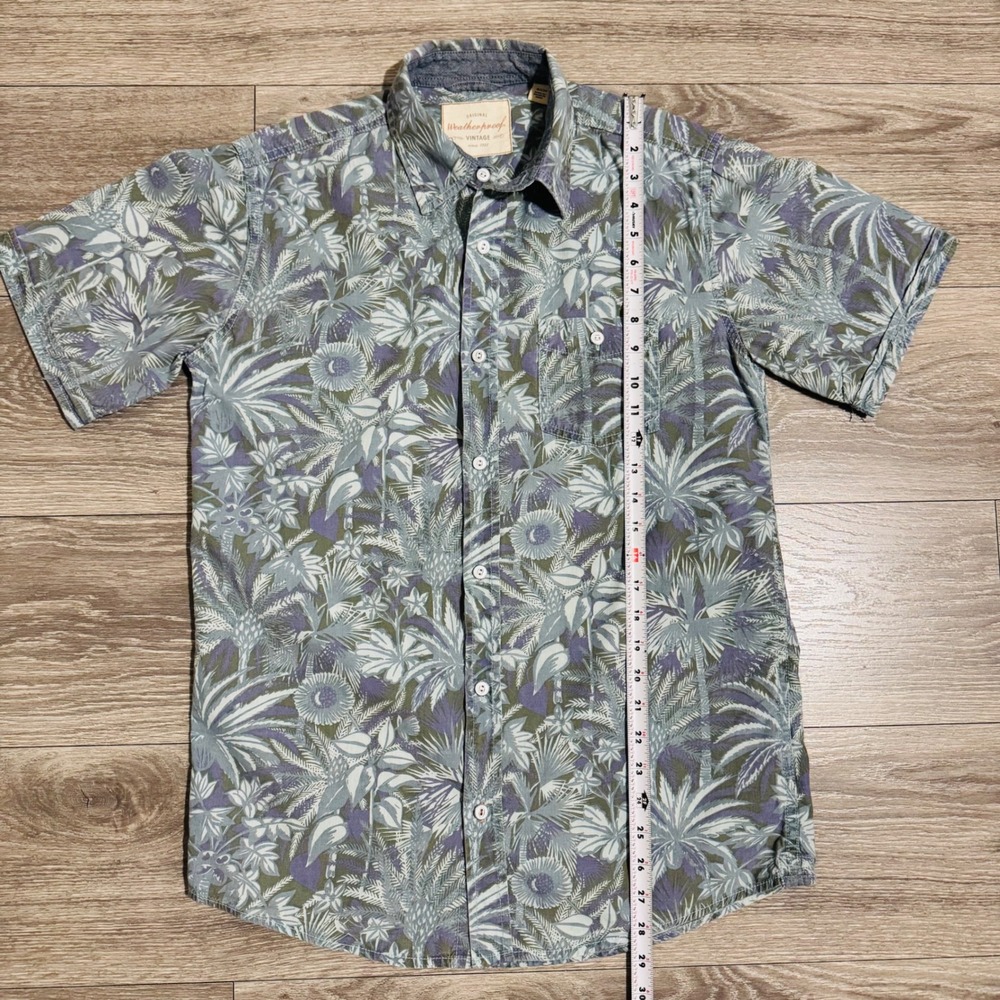 Weatherproof Vintage Mens Short Sleeve Button Up Shirt Tropical Leaf Print Sz S - Picture 8 of 9